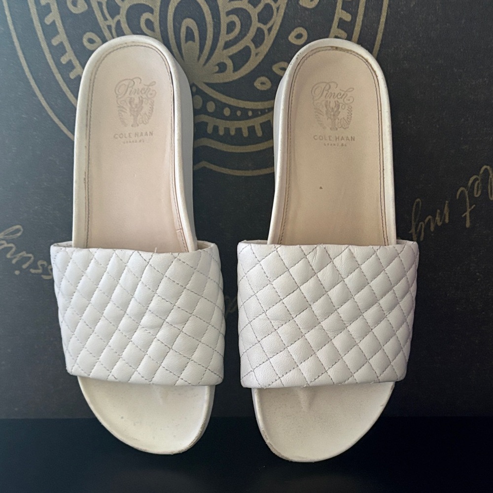 Cole Haan Women's Quilted Cream Slide Sandals
